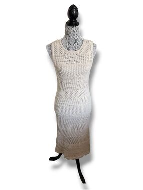 BOHO COASTAL Crochet Summer Beach Summer Dress Cream Knit XS